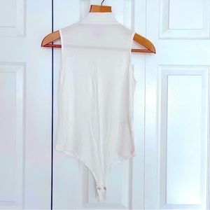 Mock neck body suit, cream, size M